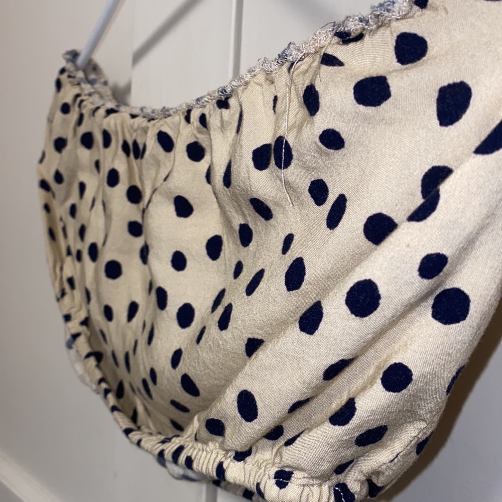 Cream Black Polkadot Medium Tube Top - Picture 3 of 4
